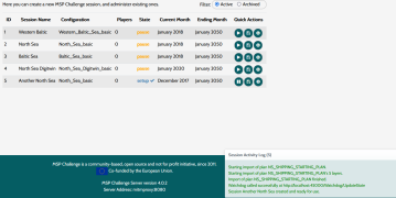 At some point, the new session's state should change from 'request' to 'setup'. The progress window in the bottom-right corner should indicate that the session creation process finished. The session can now be accessed through the MSP Challenge client.